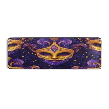 Imagem de Burbuja Tapete de corredor de máscara de carnaval 61 x 183 cm, tapete lavável antiderrapante com suporte de borracha, tapete para sala de estar, corredor, decoração de casa