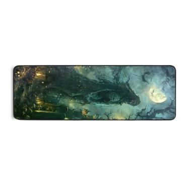 Imagem de Burbuja Tapete de Halloween Tumb Runner 61 x 183 cm, tapete lavável antiderrapante com suporte de borracha, tapete para sala de estar, corredor, decoração de casa