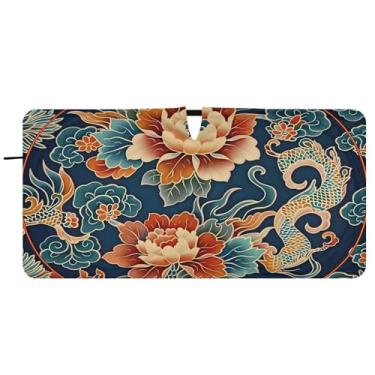 Imagem de CEBUGI Para-brisa de carro dobrável sombra de sol padrão chinês tradicional janela de carro guarda-chuva para-brisa frontal para-sol para acessórios de carro bloqueador solar refletivo de carro legal