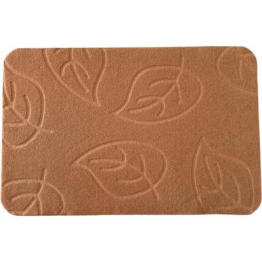 Imagem de Tapete Capacho Entrada Porta 38x58cm Antiderrapante Limpa Pés Estampado Pedras Folhas Decorativo (Marrom Claro Folha)