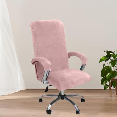 Imagem de Capa de cadeira de computador giratória universal, capa de veludo macio para cadeira de mesa de computador, protetor elástico, protetor à prova de gatos, para escritório em casa - rosa | G