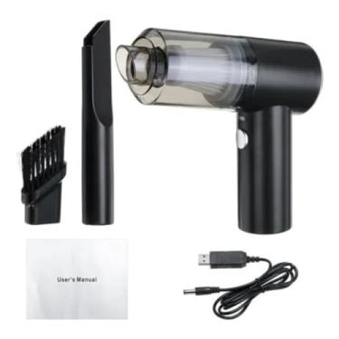 Imagem de Aspirador de Pó Portátil Automotivo Recarregável USB, 120W, 6000Pa, Sem Fio, com Filtro Lavável e Luz LED, Preto, 2000mAh, 0.5L