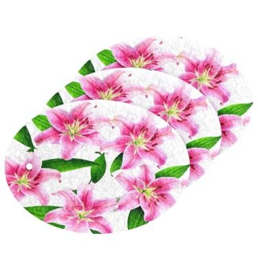 Imagem de CEBUGI Esponjas de limpeza que não arranham, pacote com 3 esponjas de cozinha para lavar pratos, suprimentos de limpeza para cozinha, banheiro, casa de banho (flores de lírios)