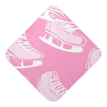Imagem de STAYTOP Lindos desenhos animados patins de gelo musselina toalhas de bebê com capuz, toalha de banho super macia, toalhas de banho absorventes para banho recém-nascido unissex 89 x 89 cm