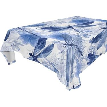 Imagem de Burbuja Toalha de mesa de flores de libélulas, toalha de mesa retangular, anti-rugas, grossa para decoração de jantar, cozinha, festa, 137 x 183 cm