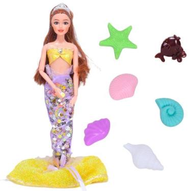Imagem de Boneca Emily Coleção Sereia Articulada Acessórios Sortidos - Castela