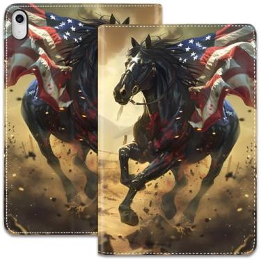 Imagem de Capa para iPad (A16) 11ª geração de 11 polegadas (2025)/iPad 10ª geração 11 polegadas (2022), suporte dobrável ajustável e despertar/hibernar automático, capa protetora à prova de choque, bandeira