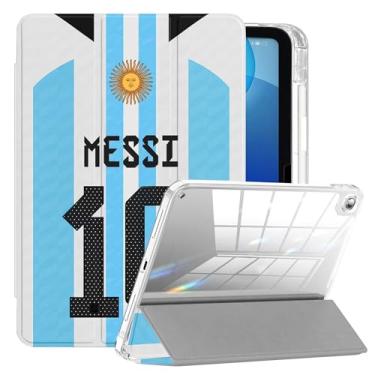 Imagem de ZERMU Capa para iPad 9ª/8ª/7ª geração de 10,2 polegadas, capa traseira rígida transparente Mess%i Argentina #10 Miam%i Soccer capa à prova de choque [hibernar/despertar automático] com suporte para