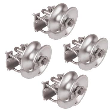 Imagem de Pubotlu Rolos de portão deslizante, ferragens de portão de rolamento de aço para estrutura de portão de 5 cm (1-7/20.3 cm) e tubo de trilho de 1-5/20.3 cm (parafuso duplo em U - pacote com 4)