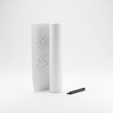 Imagem de Papel de Parede Adesivo Lousa Quadro Branco, Vinil Autoadesivo, 45cm x 200cm, Branco, para Escritório, Casa, Escola