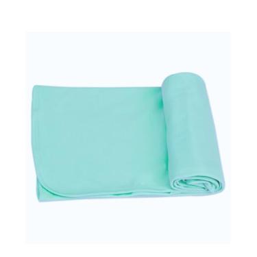 Imagem de Kit 2 Peças Manta Cueiro de Malha 100% Algodão para Bebê Verde (80x90cm) Acabamento em Viés, Hipoalergênica