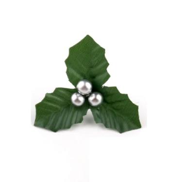 Imagem de Guirlandas de azevinho, conjunto com 12 minienfeites de árvore de Natal, acessórios para plantas de bonsai de espuma, feitos à mão (prata)