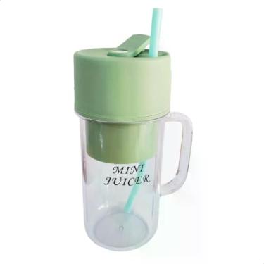 Imagem de Liquidificador Portátil USB Recarregável, 420mL, Aço Inoxidável, 1300mAh, 2 Lâminas, para Frutas e Vegetais (Verde)