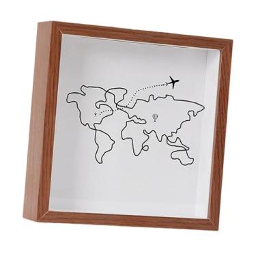 Imagem de IEUDNS Caixa organizadora de ingressos com moldura tipo caixa de sombra, com espaço para fotos e obras de arte, Marrom 29x29cm