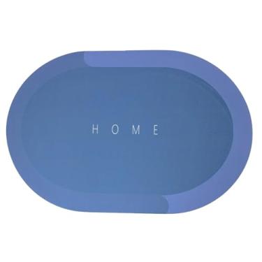 Imagem de Tapete Superabsorvente Redondo, PVC e Veludo Técnico, Antiderrapante, 57x38cm, para Banheiro, Cozinha, Sala, Rosa, Azul, Cinza