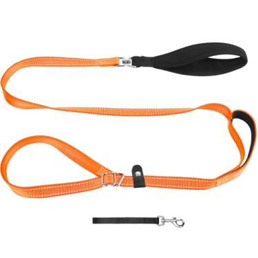 Imagem de XiaZ Coleira para cães com guia deslizante, correia deslizante de 1,8 m com alças duplas e acessório de coleira, guia de treinamento para animais de estimação sem puxão, altamente refletiva para cães