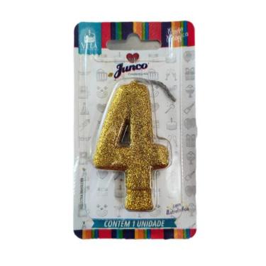 Imagem de VELA ANIVERSARIO DOURADA Nº 4 - Junco