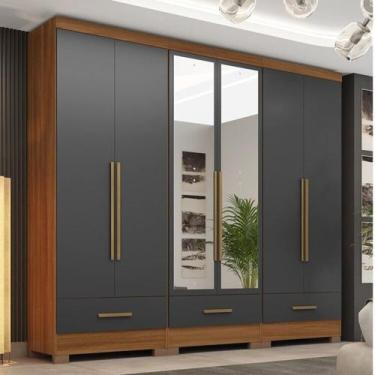 Imagem de Quarto Modulado 100% MDF 3 Peças 6 Portas 3 Gavetas com Espelhos Smart