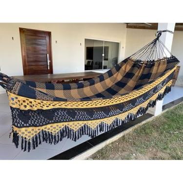 Imagem de Rede de Dormir Descanso Luxo Gigante 4,5m Reforçada para Casa(CARAMELO COM PRETO)