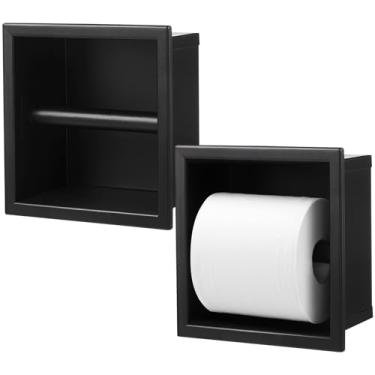 Imagem de Honeydak Suporte de papel higiênico embutido em aço inoxidável 304, moldura de papel higiênico, armazenamento na parede, suporte de papel higiênico, economia de espaço, moldura de guardanapo de