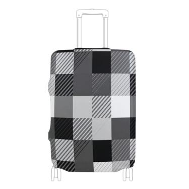 Imagem de Joisal Capas de bagagem pretas alternadas para protetores de mala, identificadores de bagagem, acessórios de viagem, manga de mala, P, serve para estojo de 45 a 50 cm, Tabuleiro de xadrez preto