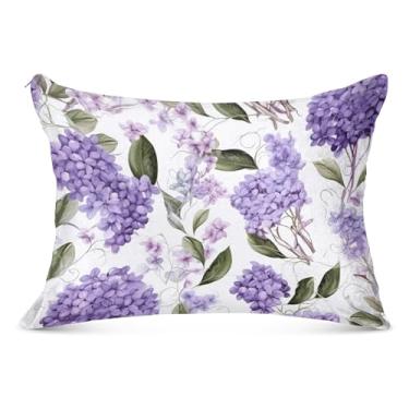 Imagem de Capa de travesseiro vintage roxa grande felpuda com zíper longo padrão Queen King Size fronhas para travesseiro de cama, tamanho corporal, 53 cm x 137 cm