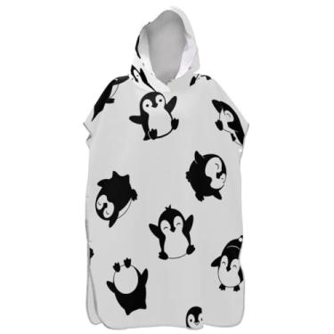 Imagem de Joisal Lindo pinguim branco surfe poncho trocando roupão adultos praia moletom toalha natação leve unissex adulto poncho com capuz