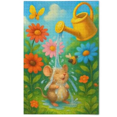 Imagem de Quebra-cabeças de flores coloridas com estampa de jardim, 500 peças para adultos, desenhos animados, arte animal, natureza, divertidos, presentes tecnológicos para amantes, 500 peças, 52 x 37,8 cm
