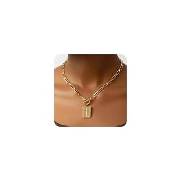 Imagem de BydGxy Colar de cruz banhado a ouro 14K para mulheres, joia cristã religiosa, presente, One Size, Metal, Sem Pedra Preciosa