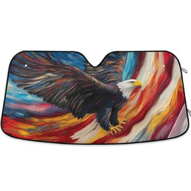Imagem de Guarda-sol artístico águia careca EUA para para-brisa de carro bonito universal retrátil acessórios de carro persianas para-brisa frontal M, 139,7 cm x 70,1 cm