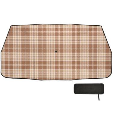 Imagem de Guarda-sol xadrez outono outono para para-brisa de carro bloco UV guarda-chuva de carro 147.3 cm x 75.4 cm sombra solar janela para carro
