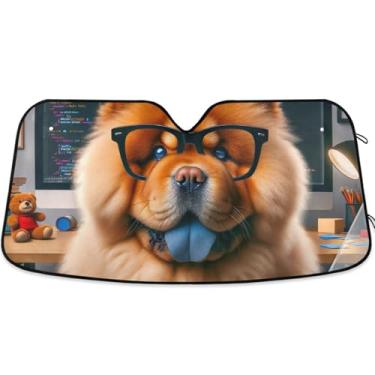 Imagem de Personalizado Chow Chow Filhote de Cachorro Trabalhador Cachorro Para-brisa Para-brisa Carro Bonito Universal Dobrável Acessórios para Janela Para-brisa Frontal M, 139.7 cm x 70.1 cm