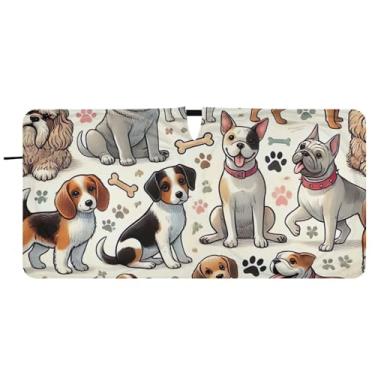 Imagem de Guarda-sol de carro marrom família de cachorro fofo personalizado para-brisa caminhão dobrável engraçado guarda-chuva de para-brisa automotivo guarda-sol, 76 cm x 149 cm