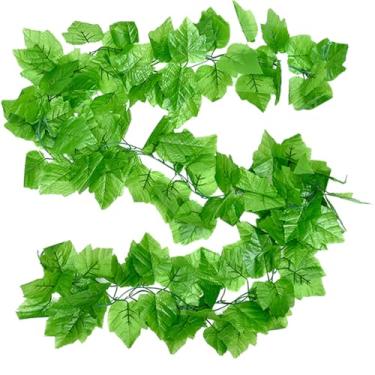 Imagem de 2 peças de plantas falsas de 4,5 m, decoração artificial de videiras de uva, guirlanda de folhas de uva para casa, casa de fazenda, dormitório, parede, casamento, festa de Natal, fotografia de palco