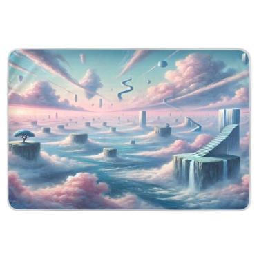 Imagem de Surreal Clouds Almofadas impermeáveis roxas para cama, almofadas laváveis para cama, almofadas reutilizáveis para incontinência