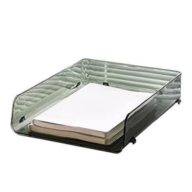 Imagem de GLOGLOW Caixa de Armazenamento de A4, Organizador de Arquivo de Plástico Transparente Empilhável para Uso Em Mesa de Escritório, Suprimentos de Armazenamento (Verde 26,5x33x7,5cm/10,4x13,0x3,0in)
