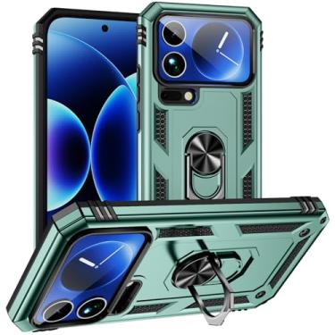 Imagem de LTLMYDAM Capa magnética para Xiaomi 17 Pro Max/17 Pro/17, anel giratório, capa ultrafina, proteção militar, resistente a arranhões, verde, 17 Pro