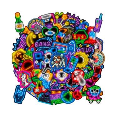 Imagem de Adesivos De Luz Neon 50PCS Para Telefone, Laptop, Garrafa De Água, Com