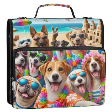 Imagem de Fichários básicos de 3 anéis, anel D de 3,8 cm, fofos, cachorrinhos, praia, zíper, carteira, estojo e pasta de anel, pasta com alça, bolsa de ensino médio