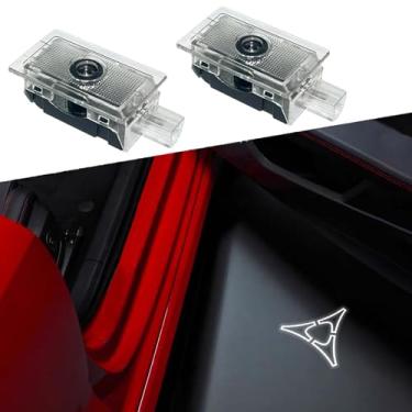 Imagem de 2 peças de luzes LED com logotipo para porta de carro, cortesia, projetor a laser, lâmpada de boas-vindas compatível com Dodge Charger Daytona Hellcat acessórios para carro (branco)