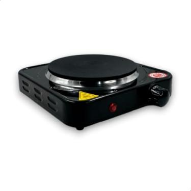 Imagem de Fogão Elétrico Portátil 2 Bocas Cooktop de Mesa Inox com Controle de Temperatura 1000W/2000W (Fogão 1 Boca Preto 110v)