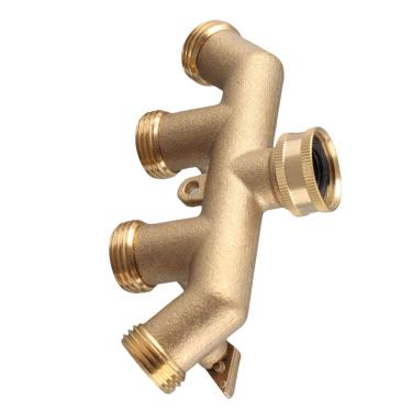 Imagem de Acouto Divisor de Mangueira de Jardim de 4 Vias - Conectores de Latão de Serviço Com Controle para Mangueiras NPT 3/4, Design de Vazamento