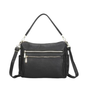 Imagem de Bolsa Feminina Alça Ombro Transversal Tiracolo Couro (Preto)