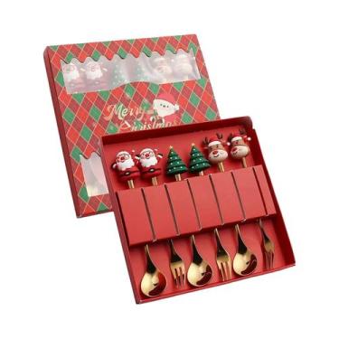 Imagem de Conjunto De Talheres De Aço Inoxidável Com Tema De Natal, Faca, Garfo 