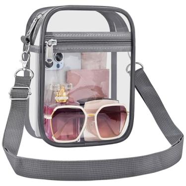 Imagem de UEASE Bolsa transparente aprovada pelo estádio para mulheres, bolsa transversal transparente para eventos em estádios, shows, festivais, Cinza, Small
