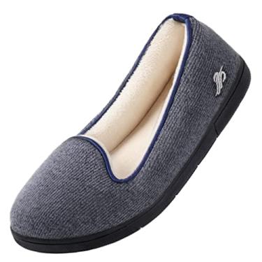 Imagem de Wishcotton Pantufas femininas leves com espuma viscoelástica fechadas nas costas, confortáveis e antiderrapantes para uso interno e externo, Azul marino, 40