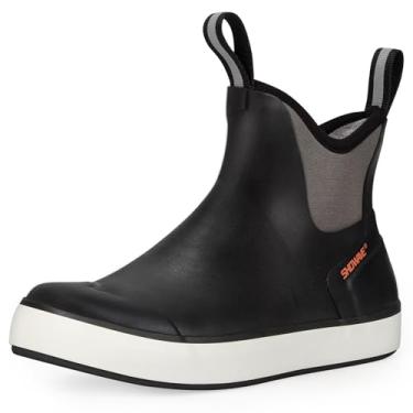 Imagem de Showave Botas masculinas impermeáveis até o tornozelo, botas de chuva de água salgada, botas de borracha de pesca, botas de neoprene para barco, botas de trabalho à vela para homens, Preto, 40