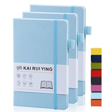 Imagem de KaiRuiYing Pacote com 3 cadernos de diário com suporte para caneta, cadernos A5 para trabalho/escrita, caderno pautado para escola, caderno grosso para homens/mulheres, cadernos para anotações, caderno forrado