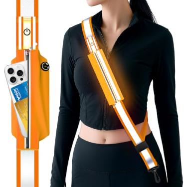 Imagem de Samlior Faixa de cinto refletiva de LED, luz de LED recarregável, equipamento de caminhada de segurança noturna, equipamento refletivo ajustável de alta visibilidade para corredores, caminhantes