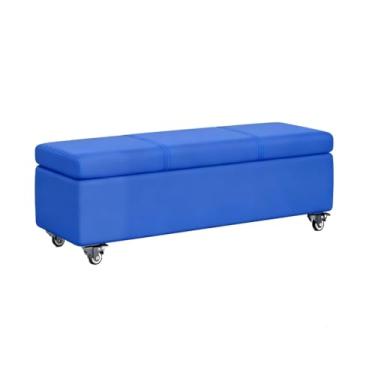 Imagem de Baú Retangular Banquinho Puff Decorativo Organizador Guarda Brinquedos Assento Design De Roda Omnidirecional(Dark blue,40x40x150cm)